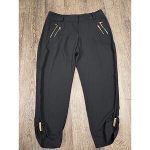 Cache Women's Black Dress Pants Gold Hardware Size 8 Cropped 24" Inseam